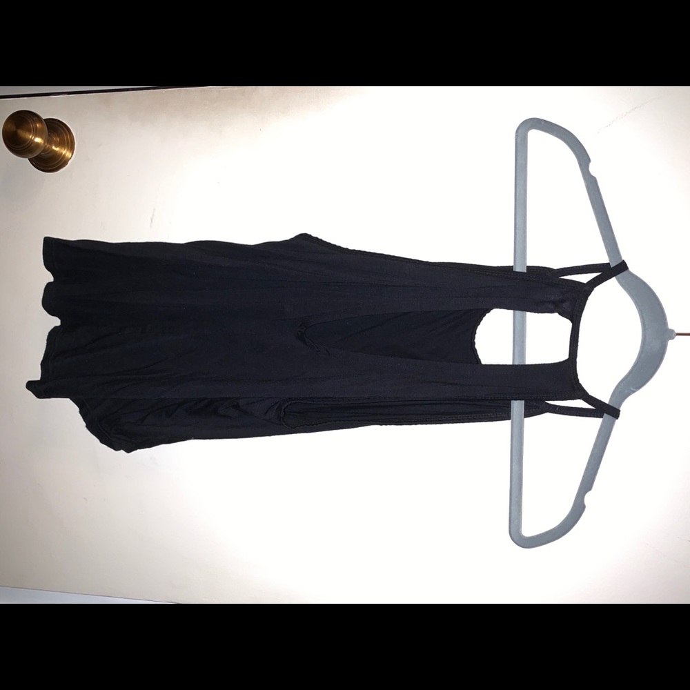 Black open back tank top